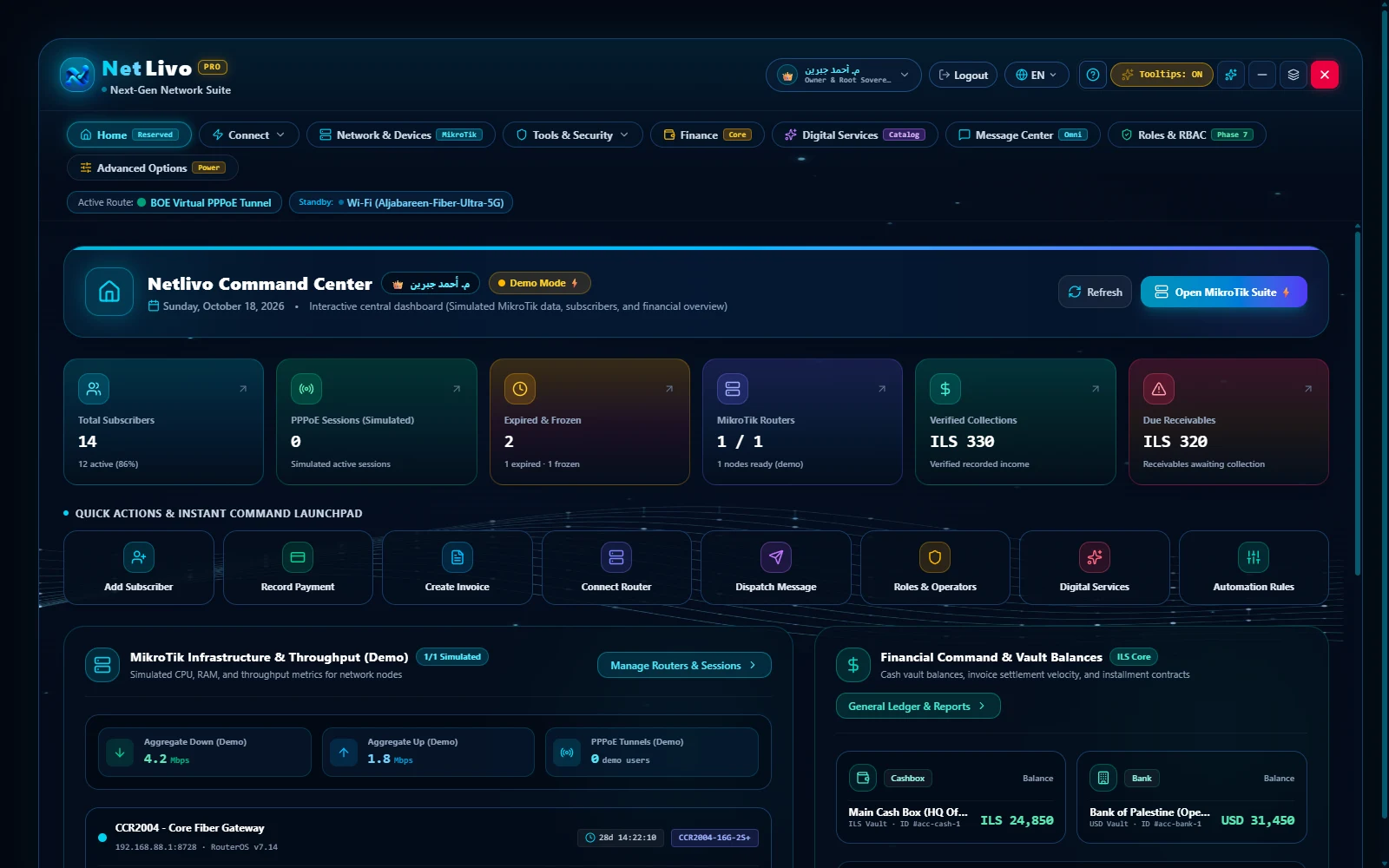 NetLivo — Command center