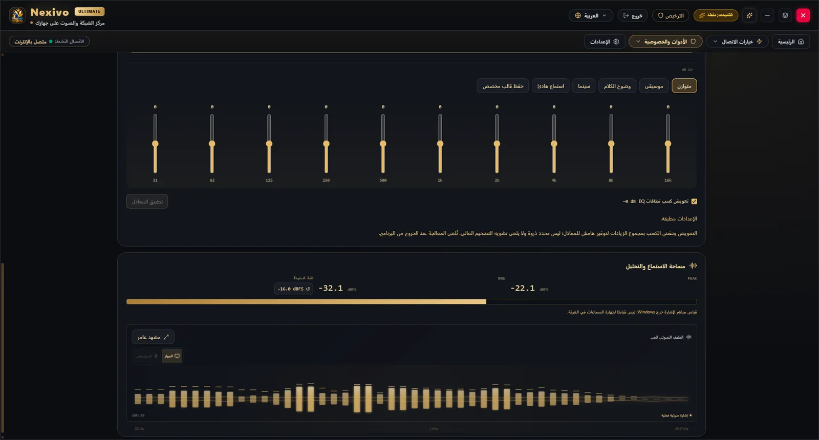 معادل الصوت والتحليل
