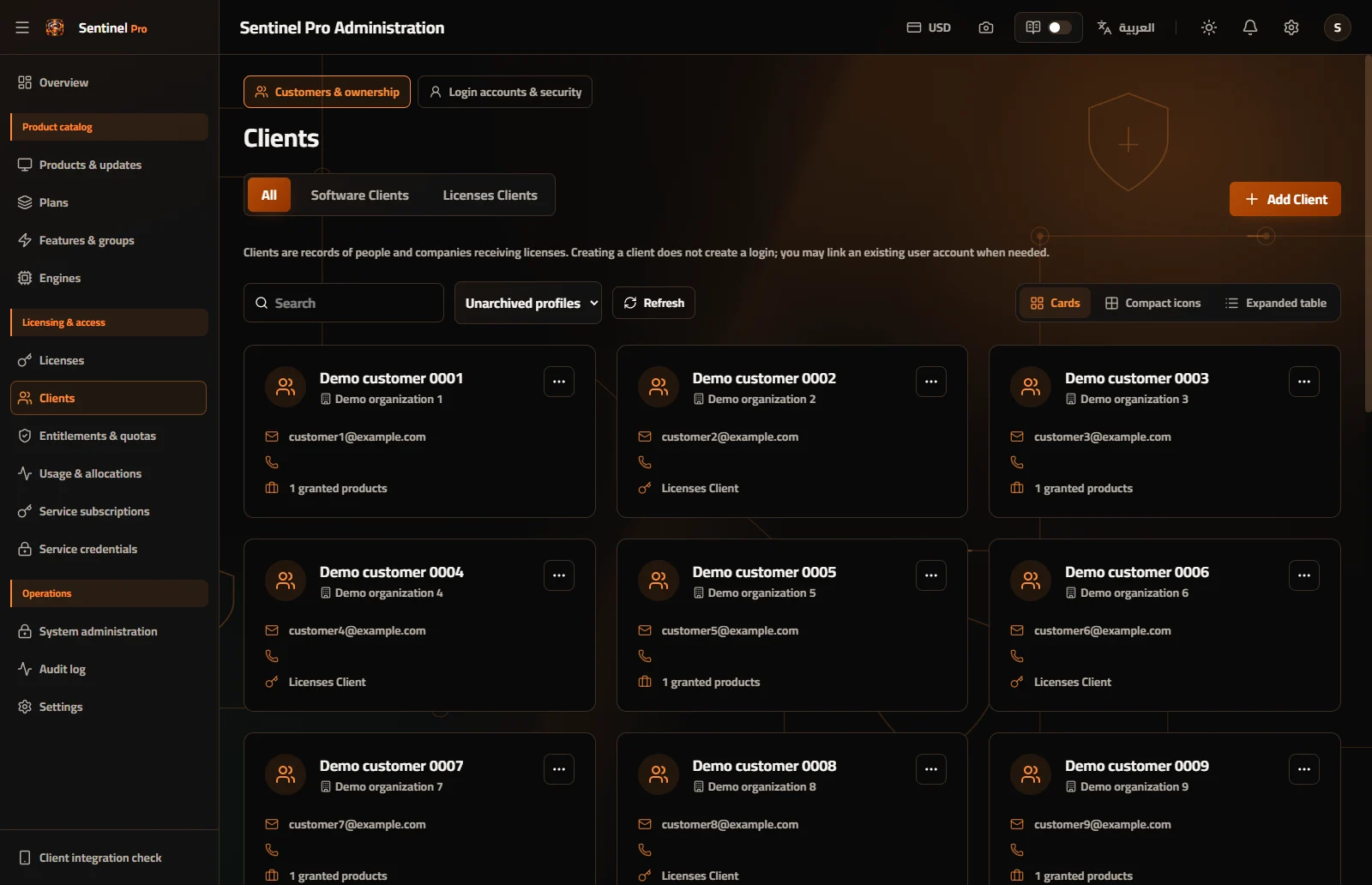 Customer workspace — Customer records and ownerships in a connected context.