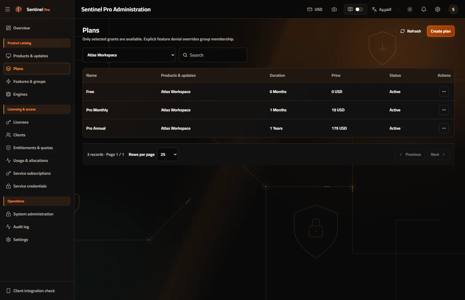 Product plans — Durations, prices and clear product associations.