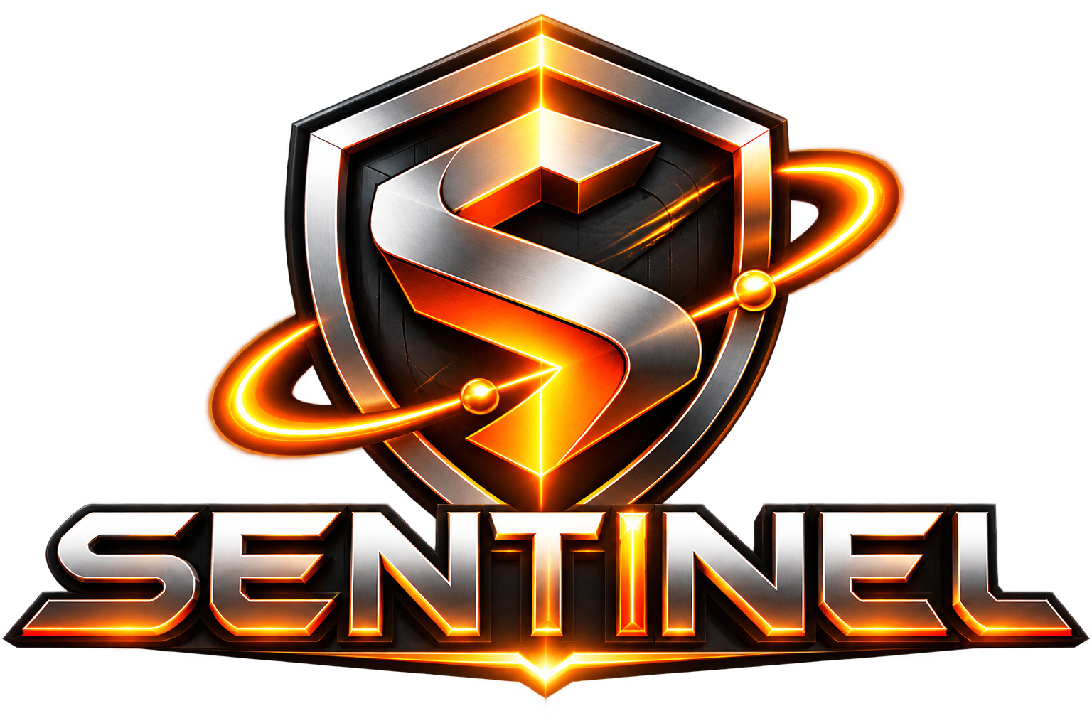 شعار Sentinel الأصلي — الدرع المعدني المتوهج